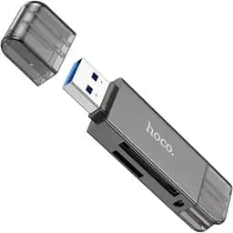 Кардрідер USB Hoco HB39, чорний, Type-C / USB 3.0 - microSD / SD