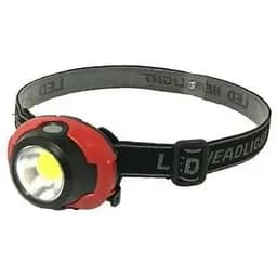 Налобний ліхтар 1801-COB з яскравим COB LED живлення від 3×AAA батарейок Червоний