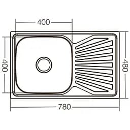Кухонна мийка Zerix Z7848-08-180E satin ZX1604, Нержавіюча сталь - мініатюра 2