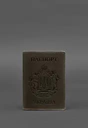 Шкіряна обкладинка для паспорта з українським гербом темно-коричнева - мініатюра 2