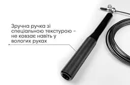 Швидкісна скакалка EasyFit Aluminium зі сталевим тросом та алюмінієвими ручками чорна - мініатюра 2