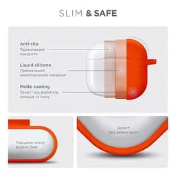 Силіконовий чохол для навушників Apple AirPods 4, Hang Case, помаранчевий, ультратонкий захисний кейс товщиною 2 мм, захист від подряпин, пилу та ударів, компактний, з карабіном для кріплення, ArmorStandart (ARM81288) - мініатюра 3