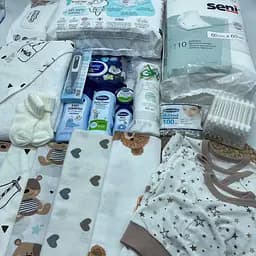 Набор для новорожденных в роддом «Нежное прикосновение» в нейтральных цветах ЭкоМама + сумка в подарок