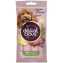 Ласощі кремові для собак Delickcious яловичина з додаванням сиру та спаржі 60 г (4х15 г)