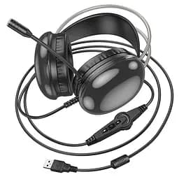 Навушники накладні Hoco W109 Plus ігрові з LED підсвічуванням USB чорний - мініатюра 7