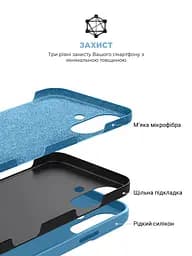 Силиконовый чехол для Apple iPhone 16, ICON2 Case, голубой, противоударный, панель, защита всего корпуса, матовая поверхность Soft Touch, выступает над дисплеем, совместим с защитными стеклами и пленками, с микрофиброй, ArmorStandart (ARM79628) - мініатюра 6