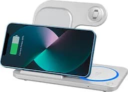 Бездротовий зарядний пристрій WiWU Wi-W020 Foldable Magnetic Station Wireless Charger 3in1 15W White (6976195093537) [99973] - мініатюра 7