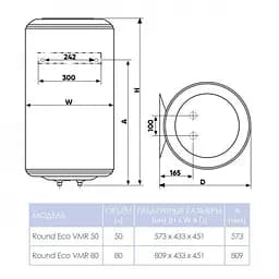 Бойлер Atlantic Round Eco VMR 50 1200W мокрий мідний ТЕН 30412 - мініатюра 8