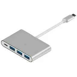 Хаб Usb Atcom 4-in-1, серебристый, Type-C 3.1 - 1xType-C 3.0 / 3xUsb 3.0, кабель 10 см, алюминиевый корпус (12808)