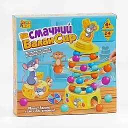 Настольная игра "Вкусный БаланСыр" 37297 36 шариков, основа, 4 кольца, палочки, наклейки, фигурка мышонка