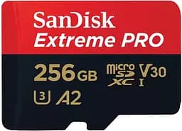 Карта пам'яті microSD 256GB C10 UHS-I U3 R200/W140MB/s Extreme Pro V30 + SD SanDisk teh0013299
