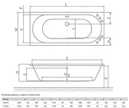 Ванна акрилова Radaway Melisa 170х75 окремо стоїть з ніжками + сифон (WA1-62-170x075S) - мініатюра 2