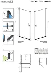 Душові двері Radaway Nes Black DWJ I Frame 100 см 10026100-54-56L - мініатюра 2