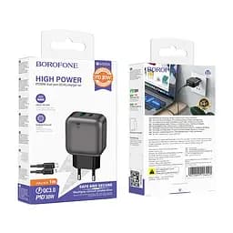 Мережевий зарядний пристрій з кабелем Borofone BAS55A Absolute PD30W+QC3. 0 charger set (C to iP) (EU) чорний - мініатюра 2