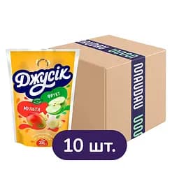 Упаковка сокового напитка Джуссик Мультифрукт пастеризованный 2 л (200 мл х 10 шт.)
