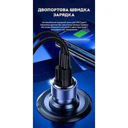 Зарядний пристрій автомобільний в прикурювач Toocki 75W (1 Type-C 45w + 1 USB 30w) Blue Transparent - мініатюра 4