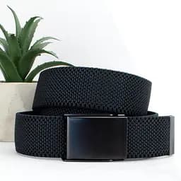 Ремень-резинка мужской на зажиме PS-40023 (115 см) черный плетеный