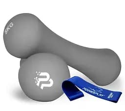 Гантели неопреновые PowerPlay 4126 Spartacus 2*5 кг Серые 2 шт + Резинка для фитнеса 7,5 кг (PP_4126_5kg_2in)