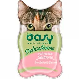 Вологий корм для дорослих котів Oasy Delicatesse паштет з лососем 85 г