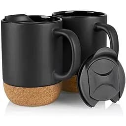 Кавові кухлі Double Black OldBro 400 мл з ізольованим корковим дном і кришкою