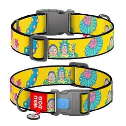 Ошейник для собак нейлоновый Waudog Nylon с QR-паспортом "Рик и Морти 1" пластиковый фастекс XXL Ш 35 мм Д 46-70