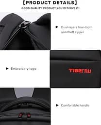 Рюкзак міський Tigernu T-B3585 з USB портом та відсіком для ноутбука 15,6" 26л Dark Gray (19387) - мініатюра 7