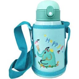 Термос-поїльник MegaZayka з силіконовою трубочкою, чашкою в чохлі з ремінцем 550 мл MGZ-0318(Turquoise) 