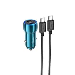 Адаптер автомобильный HOCO Type-C to Type-C Cable Tough dual port car charger Z48 |2Type-C, 40W/3A, PD/QC|