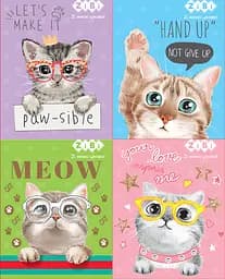 Блокнот на пружині зверху Kitty KIDS Line, А7, 40 аркушів, картонна обкладинка, 4 шт. в упаковці