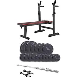 Набор Elitum Titan со скамьей HS-1080 штангой и гантелями 68 кг.