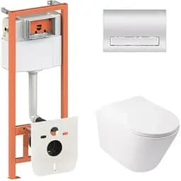 Набір Q-tap Nest 4 в 1 підвісний унітаз Swan Ultra Quiet 485x360x320 + комплект інсталяції QT16335179W45154