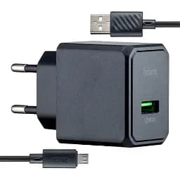 Сетевое зарядное устройство Hoco CS12A Ocean single port QC3.0 charger set (Micro) (EU) Черный