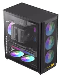 Корпус GameMax F46, Black, без БЖ, Mini Tower, ATX / Micro ATX / Mini ITX, Type-C / 2xUSB 3.0, макс. CPU - 169 мм / VGA - 350 мм, 4x120 мм ARGB, бічна панель із загартованого скла
