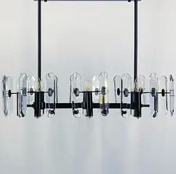 Люстра в черном цвете удлиненного корпуса с удлиненными камешками Line.F MD 2008-B L