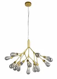 Люстра стельова Levistella 918LP268-15 GD+BK, 15 плафонов, золото + чорний, метал + скло, сучасний стиль для вітальні