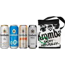 Набiр: пиво Krombacher Pils 0.5 л + Krombacher Weizen 0.5 л + Krombacher Hell 0.5 л + Krombacher Pils б/а 0.5 л + термосумка