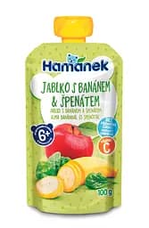 Пюре Hamanek Pouch Яблоко с бананом и шпинатом, 100 г
