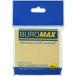 Блок паперу для нотаток Buromax Pastel з клейким шаром 76х76 мм 100 аркушів жовтий (BM.2312-01)