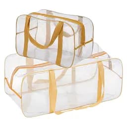 Набор прозрачных сумок в роддом: размер М 40х25х20 см + размер XL 60х25х30 см (бежевые)