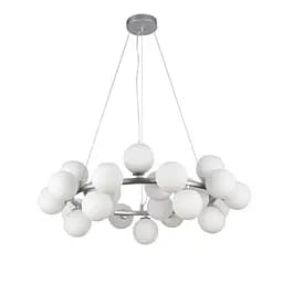 Люстра стельова Levistella 7841019-25 GAB+WH, G9, 25 ламп, діаметр 750 мм, сріблястий метал+скло, сучасний стиль для дому