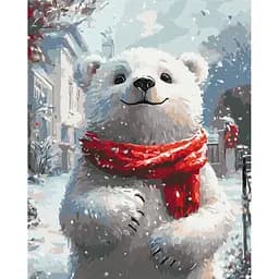 Картина за номерами на підрамнику Brushme Ведмежатко з червоним шарфом