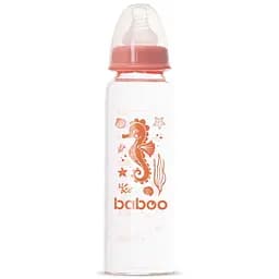 Скляна пляшечка для годування Baboo Sea Life Антиколікова, 240 мл, 3+ міс., помаранчева (3-118)