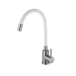 Смеситель для кухни Lidz Aria 04R-WFS с гибким изливом Белый