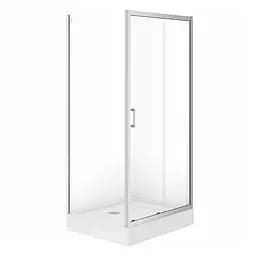Душевая кабина Cersanit Brasco 100x80 см прямоугольная раздвижная прозрачное стекло на мелком поддоне хром S601-234, прозрачный, хром