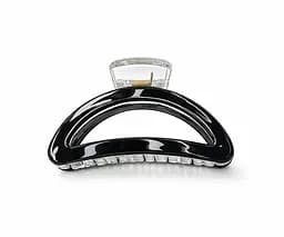 Крабик полукруглый глянцевый для волос 9 см пластик с металлическим механизмом Черный