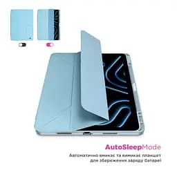 Чохол-книжка для планшета Apple iPad Air 13 (2024)/Air 13 (2025)/Air 13 (2026), Y-Type PEN, блакитний, магнітний, з тримачем для стилуса, протиударний, обкладинка з функцією підставки, екошкіра + ТПУ, функція автоматичного пробудження/сну - мініатюра 5