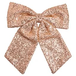 Бант новогодний для декора с паетками на елку Yiwu 55×70 см большой на макушку елки Золотистый CR-2-21 