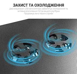Стіл-підставка для ноутбука 17.3 дюйма з охолодженням OfficePro OPCD-1230 2xfans Black - мініатюра 5