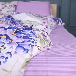 Простирадло Mirson 17-0723 Purple Flowers 200x220 см бязь фіолетове (2200010687996)