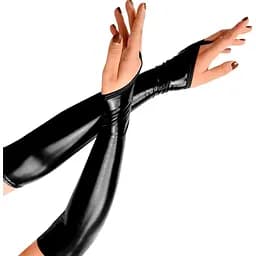 Вінілові миттинки Art of Sex - Lora довгі колір чорний S